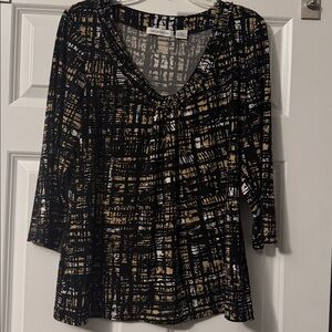 Liz Claiborne Black and Gold Abstract Top